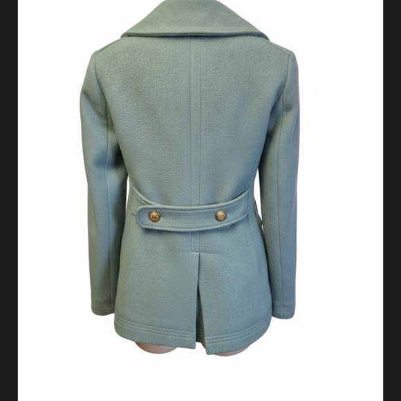 J. Crew Women's Double-Breasted Aquamarine Blue Pea Coat - Picture 3 of 12